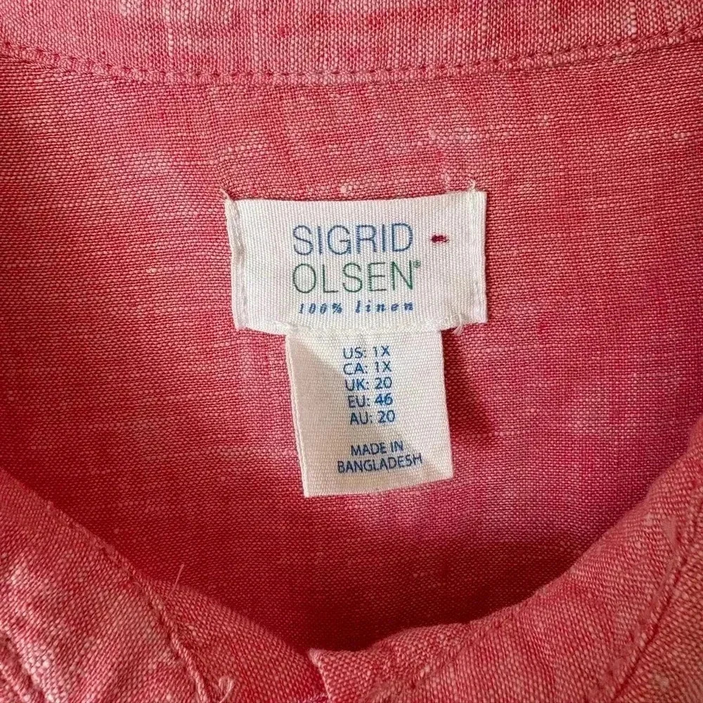 Sigrid Olsen Half Button Closure Linen Tunic Shir… - image 2